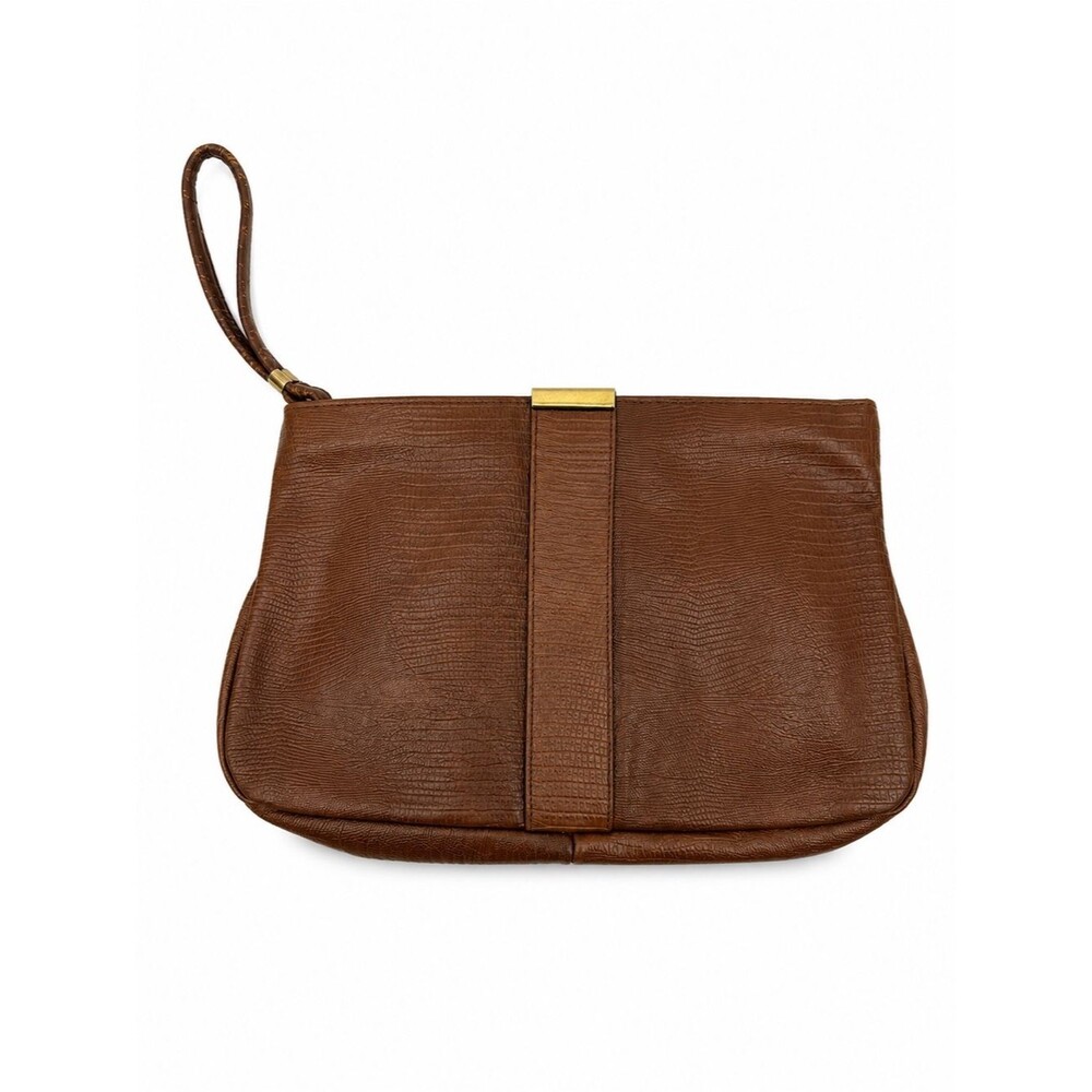 Unbranded Vintage Brown Faux Leather Clutch Bag Wristlet